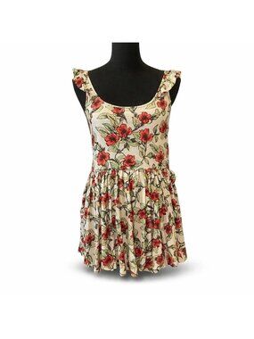 Free People Dear You Floral babydoll dress ruffle detail Boho flowing scoop